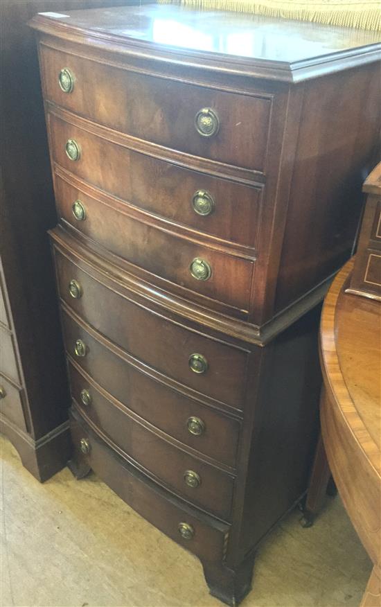 Georgian style mahogany bowfront tallboy